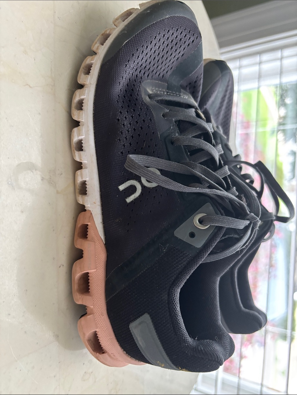 On Cloud Flow Running Women's Black and Rose Gold Shoes - Women’s 6
